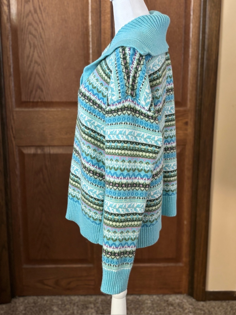 Talbots Johnny Collar Fair Isle Sweater - Picture 4 of 9